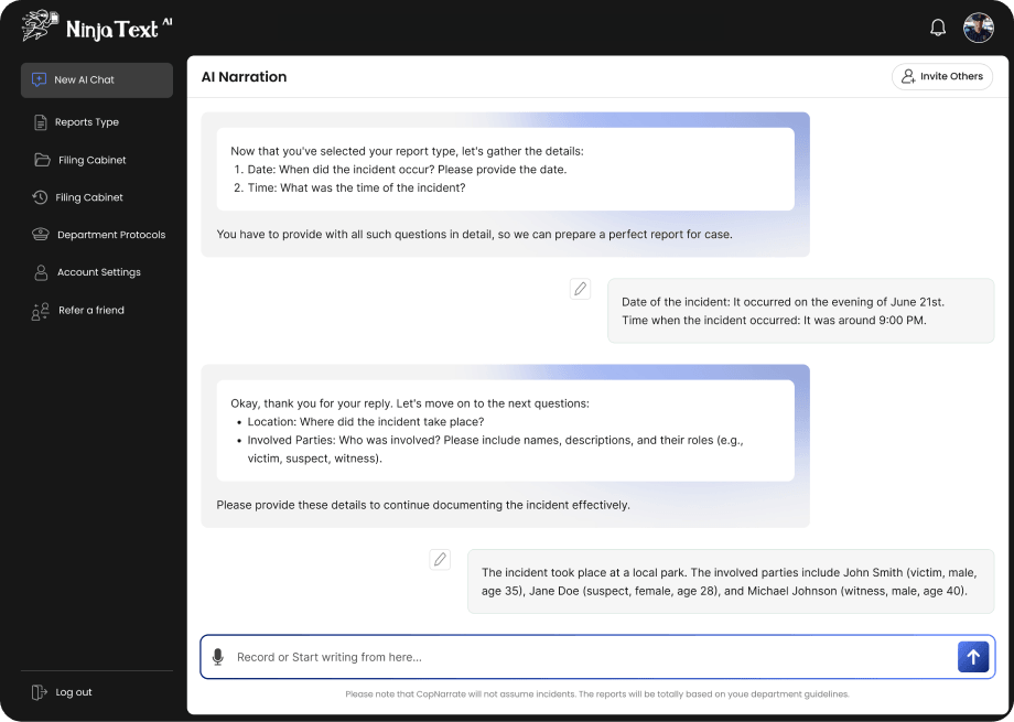 COP Narrative AI Platform Dashboard
